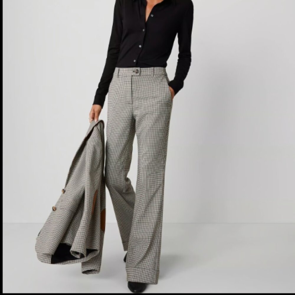 Ann Taylor Black and White Checkered Trousers